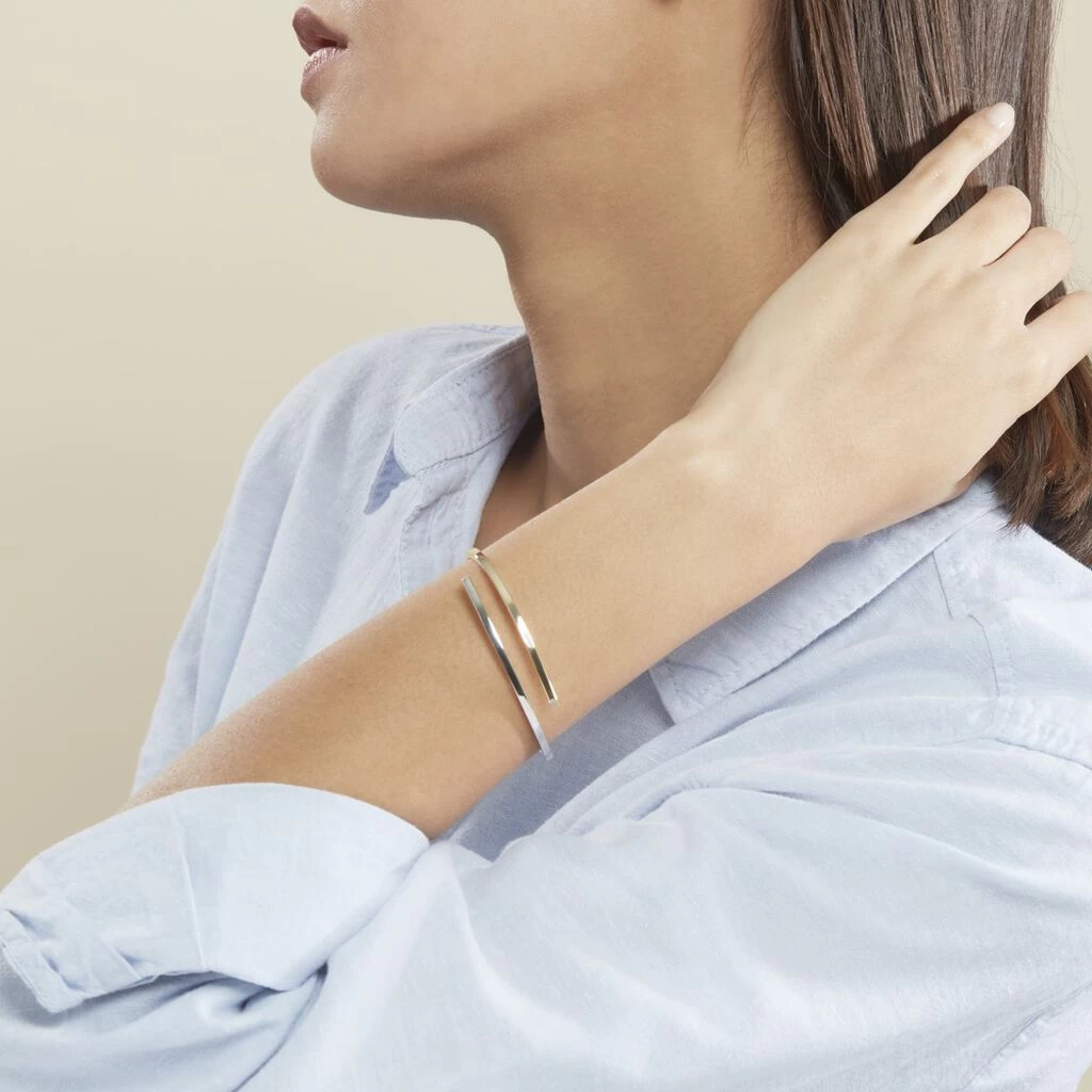 Bracelet Jonc Loise 2 Fils Carres Or Bicolore 5 Bracelet Jonc Loise 2 Fils Carres Or Bicolore – Image 3