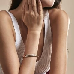 Bracelet Jonc Catalin 3 Fils Flexibles Or Tricolore -Bijouterie primée. B3BF3W0316 model0