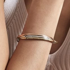 Bracelet Jonc Catalin 3 Fils Flexibles Or Tricolore -Bijouterie primée. B3BF3W0316 model1