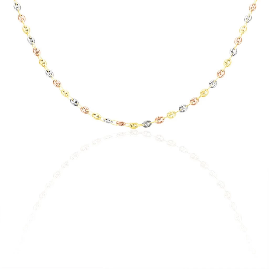 Collier Dami Maille Grain De Cafe Or Tricolore 4 Collier Dami Maille Grain De Cafe Or Tricolore – Image 2