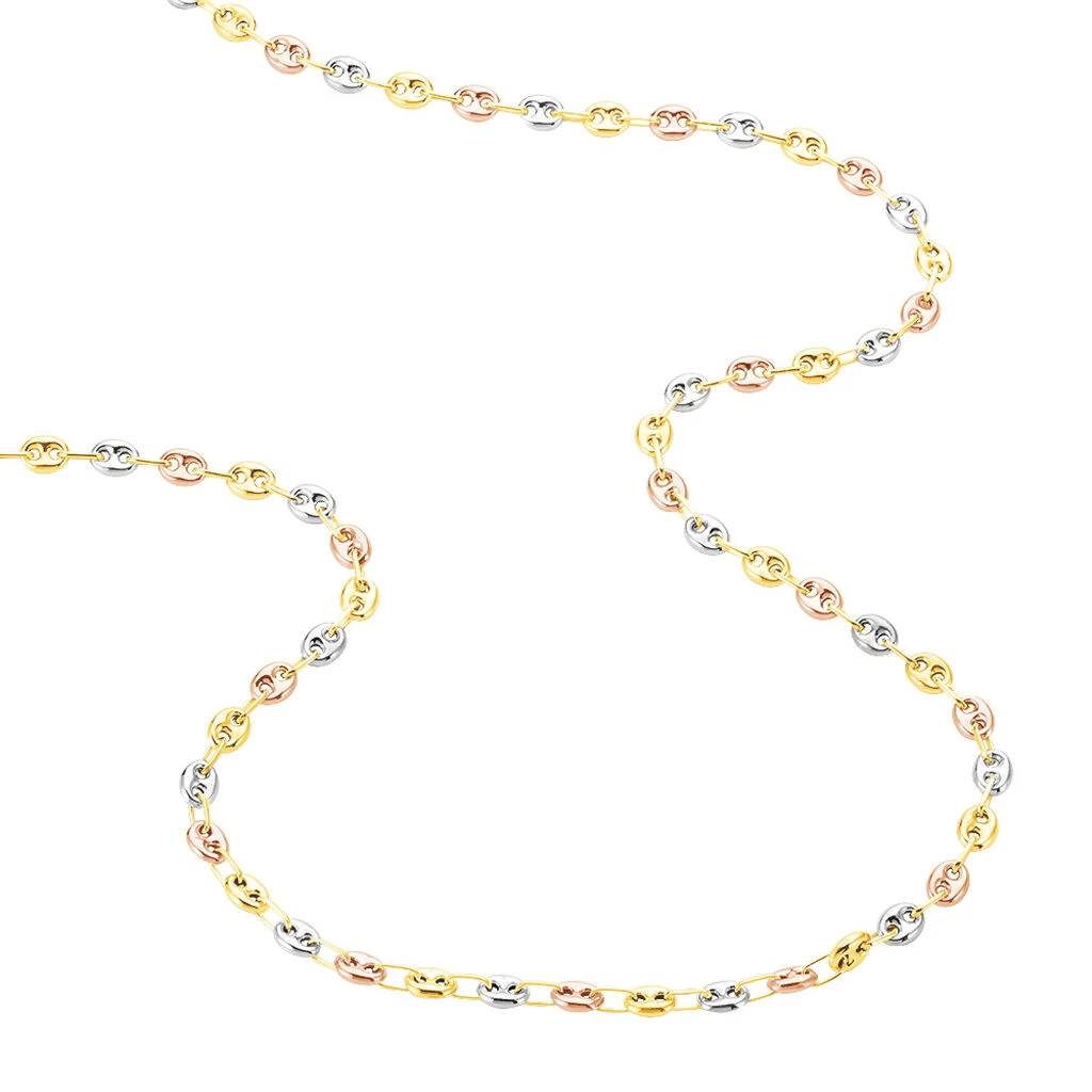 Collier Dami Maille Grain De Cafe Or Tricolore 5 Collier Dami Maille Grain De Cafe Or Tricolore – Image 3