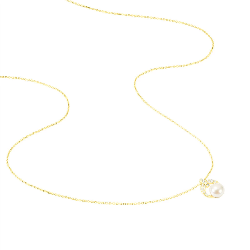 Collier Aloys Or Jaune Perle De Culture Et Oxyde De Zirconium 4 Collier Aloys Or Jaune Perle De Culture Et Oxyde De Zirconium – Image 2