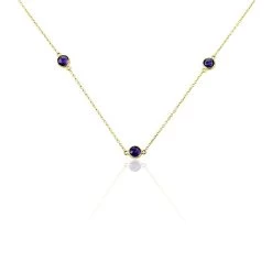 Collier Cressida Or Jaune Amethyste Violet