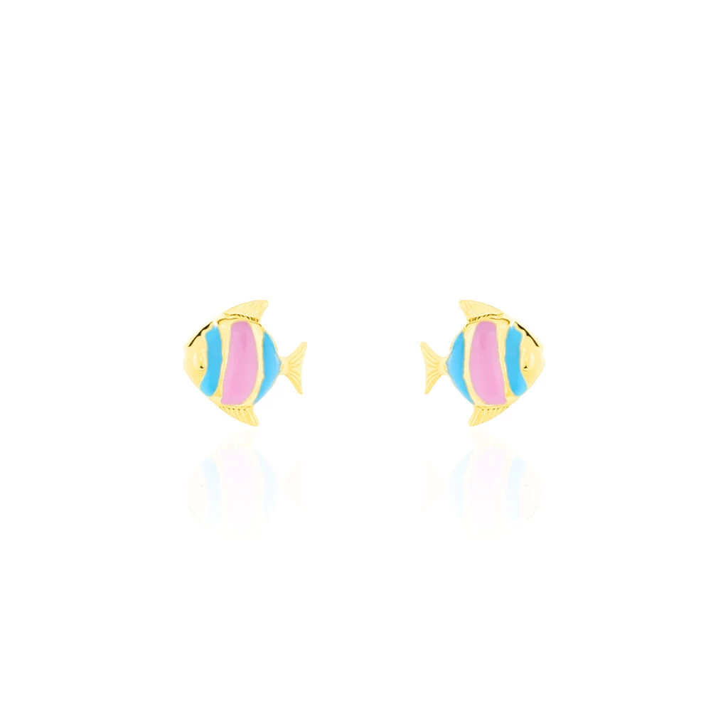 Boucles D'oreilles Puces Poisson Or Jaune 3 Boucles D'oreilles Puces Poisson Or Jaune