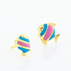 Boucles D'oreilles Puces Poisson Or Jaune 7 Boucles D'oreilles Puces Poisson Or Jaune -Bijouterie primée. B3OEJWD001 view2