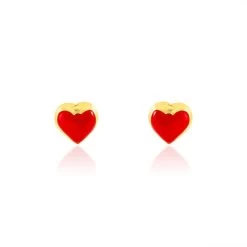 Boucles D'oreilles Puces Coralie Coeur Or Jaune