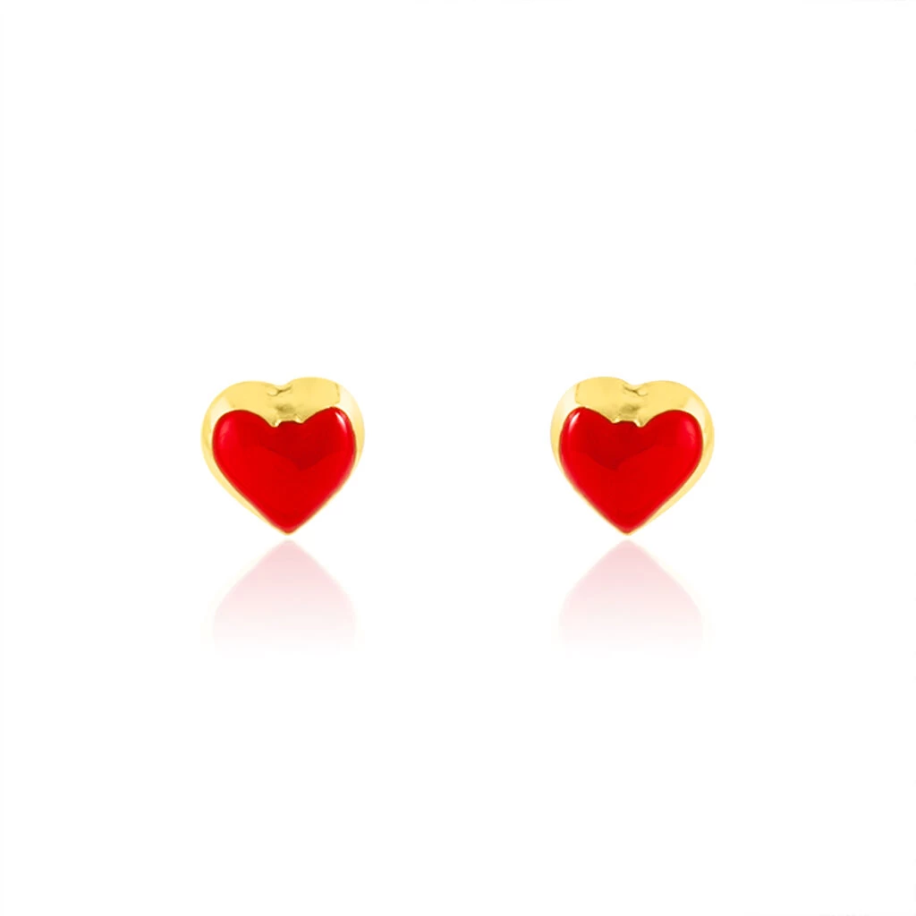 Boucles D'oreilles Puces Coralie Coeur Or Jaune 3 Boucles D'oreilles Puces Coralie Coeur Or Jaune