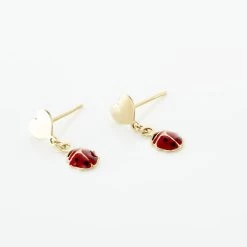 Boucles D'oreilles Or Jaune Urschi Smalto Rouge -Bijouterie primée. B3OEJWR018 view2