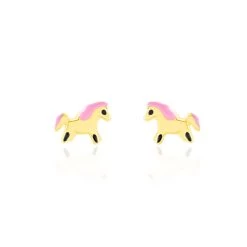 Boucles D'oreilles Puces Heldea Cheval Or Jaune