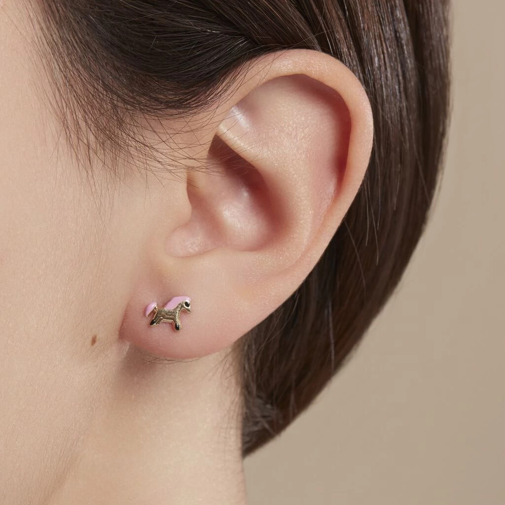 Boucles D'oreilles Puces Heldea Cheval Or Jaune 6 Boucles D'oreilles Puces Heldea Cheval Or Jaune – Image 4