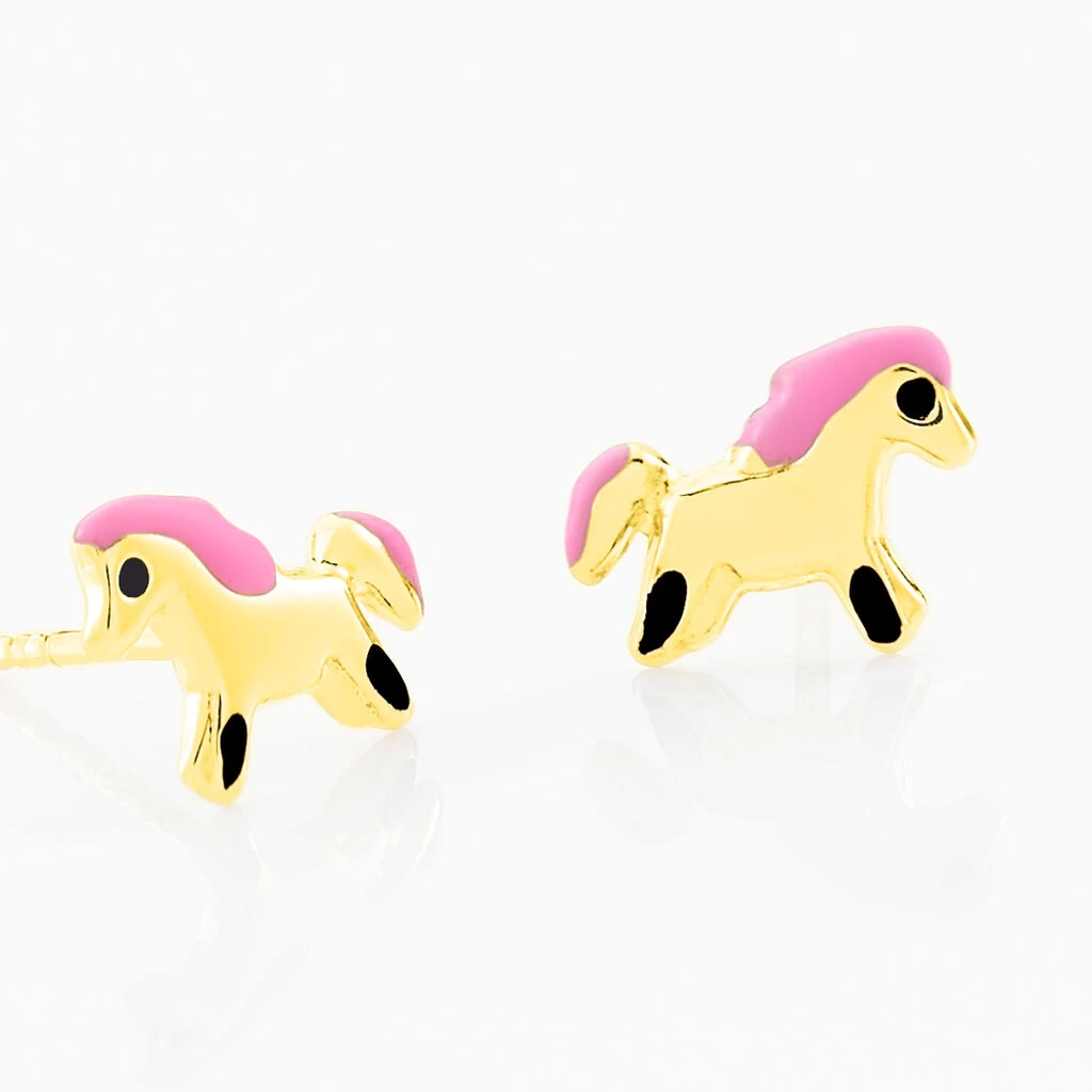 Boucles D'oreilles Puces Heldea Cheval Or Jaune 5 Boucles D'oreilles Puces Heldea Cheval Or Jaune – Image 3