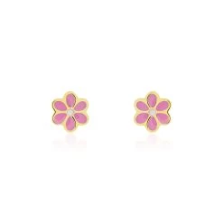 Boucles D'oreilles Puces Or Jaune Talia Email