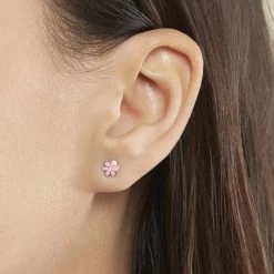 Boucles D'oreilles Puces Or Jaune Talia Email -Bijouterie primée. B3OEJWS481 model0