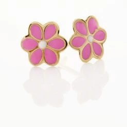 Boucles D'oreilles Puces Or Jaune Talia Email -Bijouterie primée. B3OEJWS481 view2