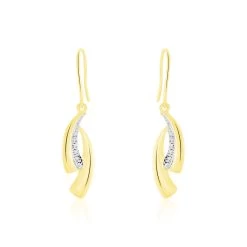 Boucles D'oreilles Pendantes Aube Or Bicolore Diamant