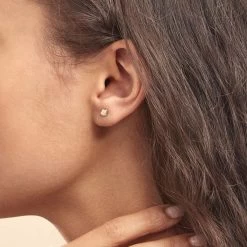 Boucles D'oreilles Puces Anne-maudae Double Coeurs Or Bicolore -Bijouterie primée. B3OF2W0290 model0