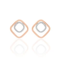 Boucles D'oreilles Pendantes Artahe Carree Or Bicolore