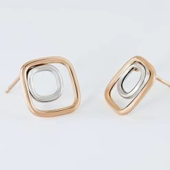 Boucles D'oreilles Pendantes Artahe Carree Or Bicolore -Bijouterie primée. B3OF2W0362 view2