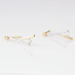 Boucles D'oreilles Pendantes Formev Or Bicolore Oxyde De Zirconium -Bijouterie primée. B3OF2ZW007 view2