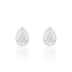 Boucles D'oreilles Puces Izia Or Blanc Diamant