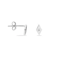 Boucles D'oreilles Puces Eirena Or Blanc Diamant -Bijouterie primée. B3OFBDW510 view1