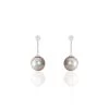 Boucles D'oreilles Pendantes Semi-ronde Or Blanc Perle De Tahiti