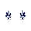 Boucles D'oreilles Puces Bouquet Or Blanc Saphir Et Diamant