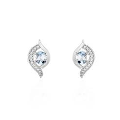 Boucles D'oreilles Lydia Or Blanc Topaze Oxyde