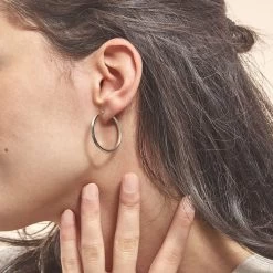 Créoles Ilana Or Blanc -Bijouterie primée. B3OFBW0085 model0