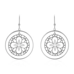 Boucles D'oreilles Puces Trefle Or Blanc