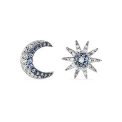 Boucles D'oreilles Dépareillées Bekhta Or Blanc Oxyde De Zirconium