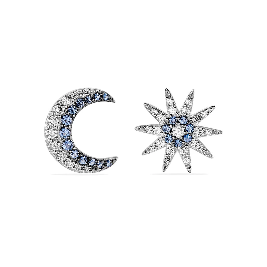 Boucles D'oreilles Dépareillées Bekhta Or Blanc Oxyde De Zirconium 3 Boucles D'oreilles Dépareillées Bekhta Or Blanc Oxyde De Zirconium