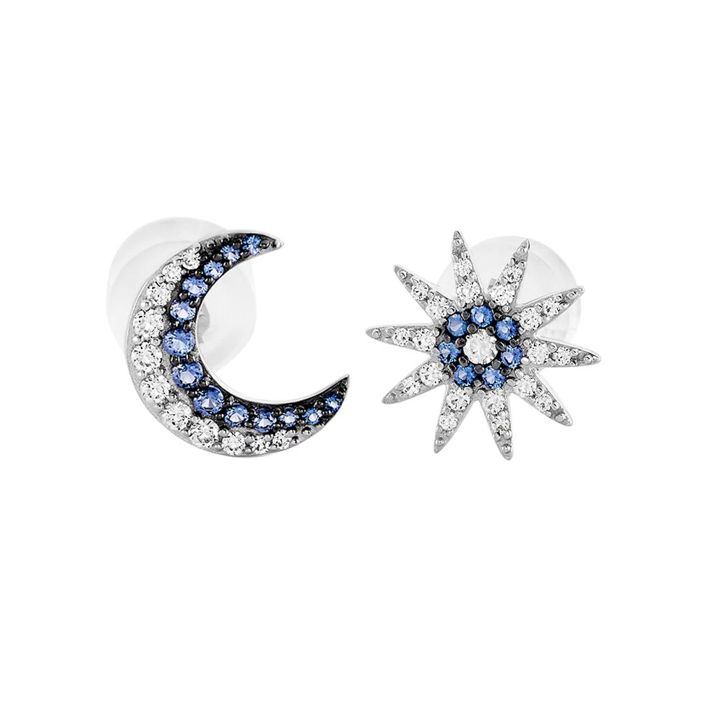 Boucles D'oreilles Dépareillées Bekhta Or Blanc Oxyde De Zirconium 4 Boucles D'oreilles Dépareillées Bekhta Or Blanc Oxyde De Zirconium – Image 2