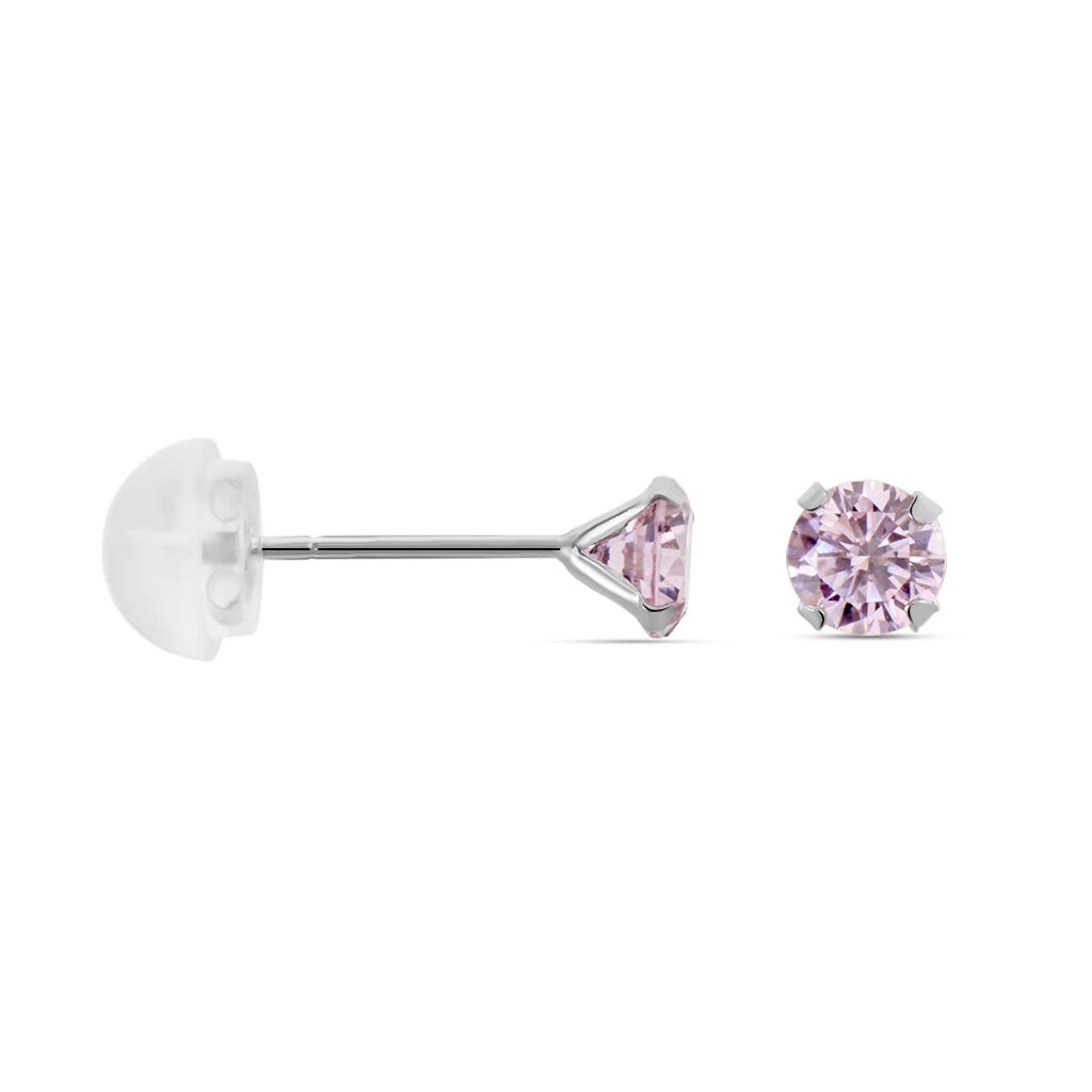 Boucles D'oreilles Puces Or Blanc Oxydes De Zirconium 4 Boucles D'oreilles Puces Or Blanc Oxydes De Zirconium – Image 2
