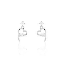 Boucles D'oreilles Puces Romance Or Blanc Oxyde De Zirconium