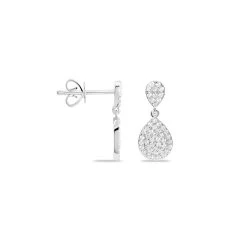 Boucles D'oreilles Pendantes Or Blanc Oxyde De Zirconium -Bijouterie primée. B3OFBZW395 view1