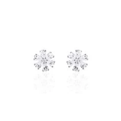 Boucles D'oreilles Puces Maelane Or Blanc Oxyde De Zirconium