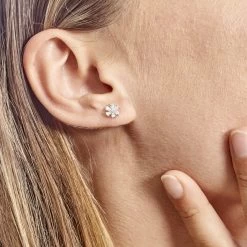 Boucles D'oreilles Puces Maelane Or Blanc Oxyde De Zirconium -Bijouterie primée. B3OFBZW577 model0