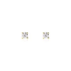 Boucles D'oreilles Puces Victoria Or Jaune Diamant