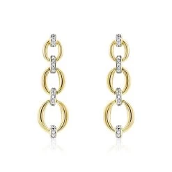 Boucles D'oreilles Pendantes Abban Or Jaune Diamant