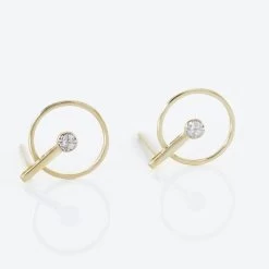 Boucles D'oreilles Or Jaune Adrienn Diamants -Bijouterie primée. B3OFJDW679 view2