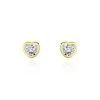 Boucles D'oreilles Puces Daria Cœur 0 Or Jaune Strass