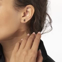 Boucles D'oreilles Puces Vrille Ovale Or Jaune Quartz -Bijouterie primée. B3OFJQM119 model0