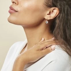 Boucles D'oreilles Pendantes Rosaline Or Jaune Topaze Et Oxyde -Bijouterie primée. B3OFJTB334 model0