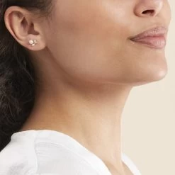 Boucles D'oreilles Puces Frigga Or Jaune Perle De Culture Et Oxyde -Bijouterie primée. B3OFJU2361 model0