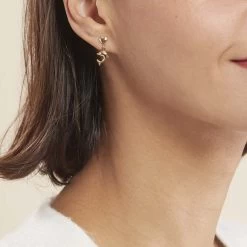Boucles D'oreilles Pendantes Fulvie Coeurs Et Dauphin Or Jaune -Bijouterie primée. B3OFJW00CI model0
