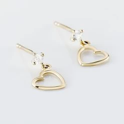 Boucles D'oreilles Pendantes Daria Cœur Or Jaune -Bijouterie primée. B3OFJW0805 view2