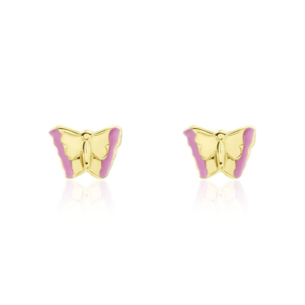 Boucles D'oreilles Puces Bartholomée Papillon Or Jaune 3 Boucles D'oreilles Puces Bartholomée Papillon Or Jaune