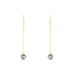 Boucles D'oreilles Pendantes Arenale Or Jaune Amethyste