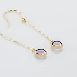 Boucles D'oreilles Pendantes Arenale Or Jaune Amethyste -Bijouterie primée. B3OFJYI112 view2